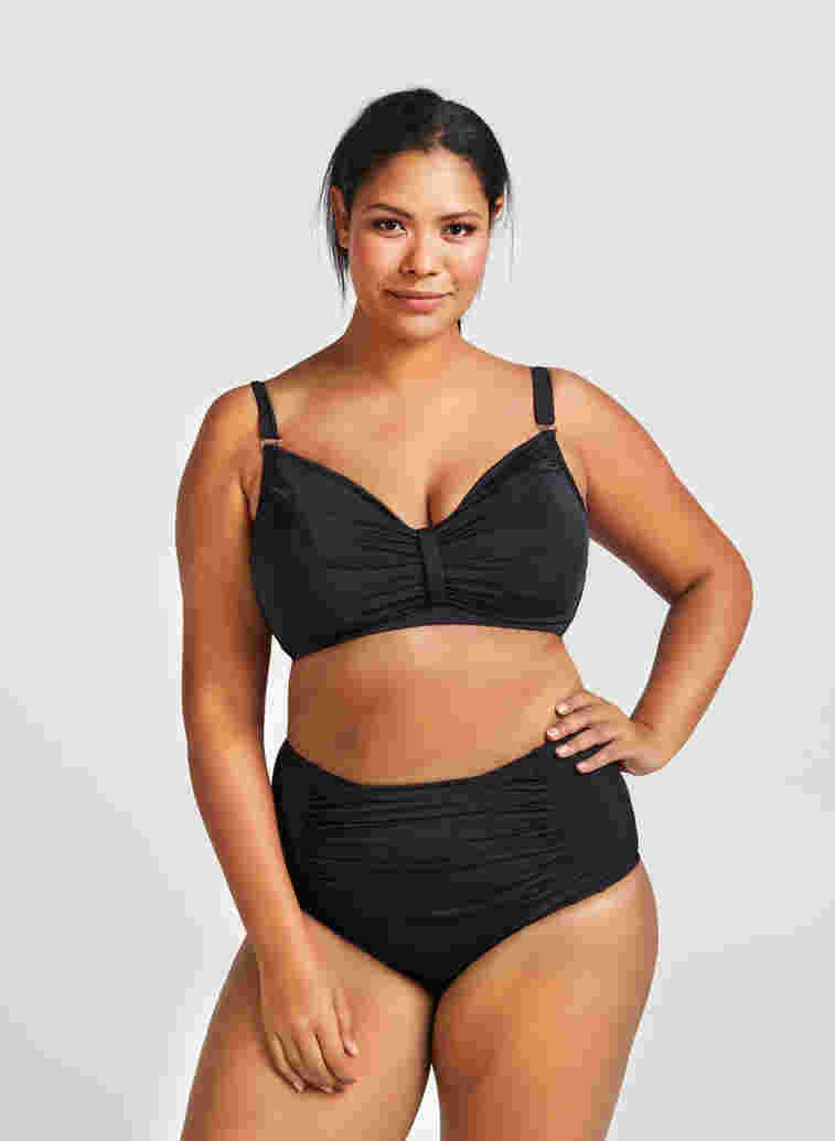 High waisted bikini bottoms, Black, Model image number 1
