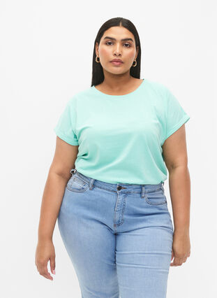 Short sleeve cotton blend T-shirt, Cabbage, Model image number 0