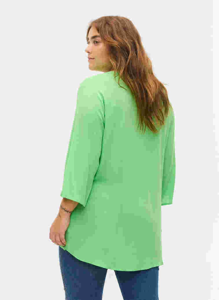 3/4 sleeve v-neck viscose blouse, Summer Green, Model image number 1