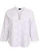Long-sleeved cotton blouse with broderie anglaise, White, Packshot image number 0