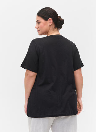 Cotton t-shirt with short sleeves, Black, Model image number 1