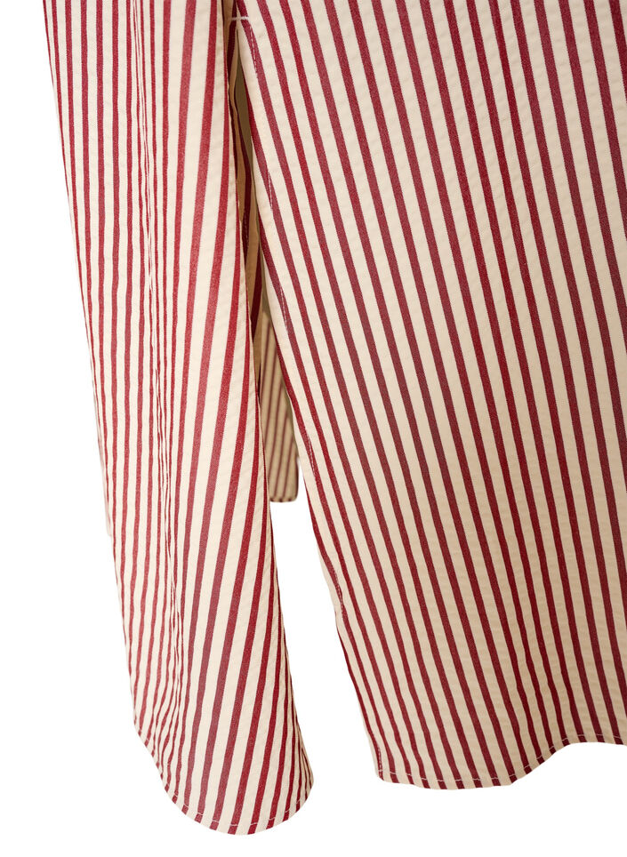 Ankle-length shirt dress with tie belt and stripes, Red, Packshot image number 3