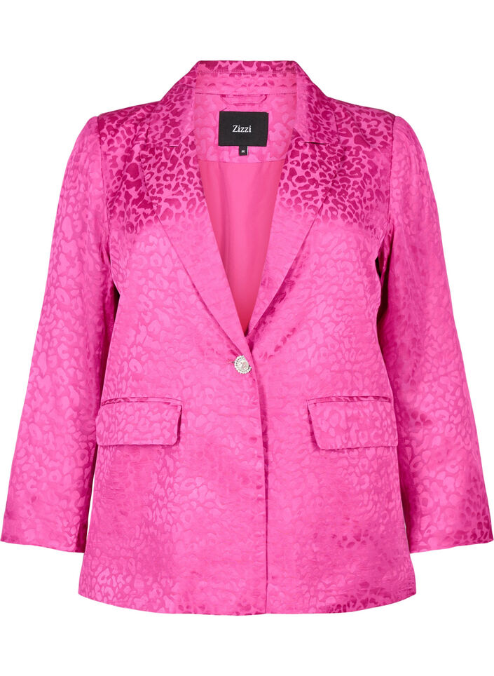 Tone-on-tone jacquard blazer in viscose, Rose Violet, Packshot image number 0
