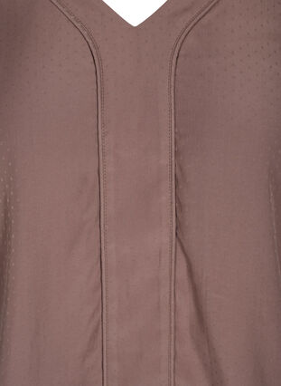Blouse with v-neck and smock detail, Deep Taupe, Packshot image number 2