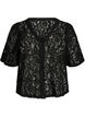 Short-sleeved lace blouse with V-neck, Black, Packshot image number 0