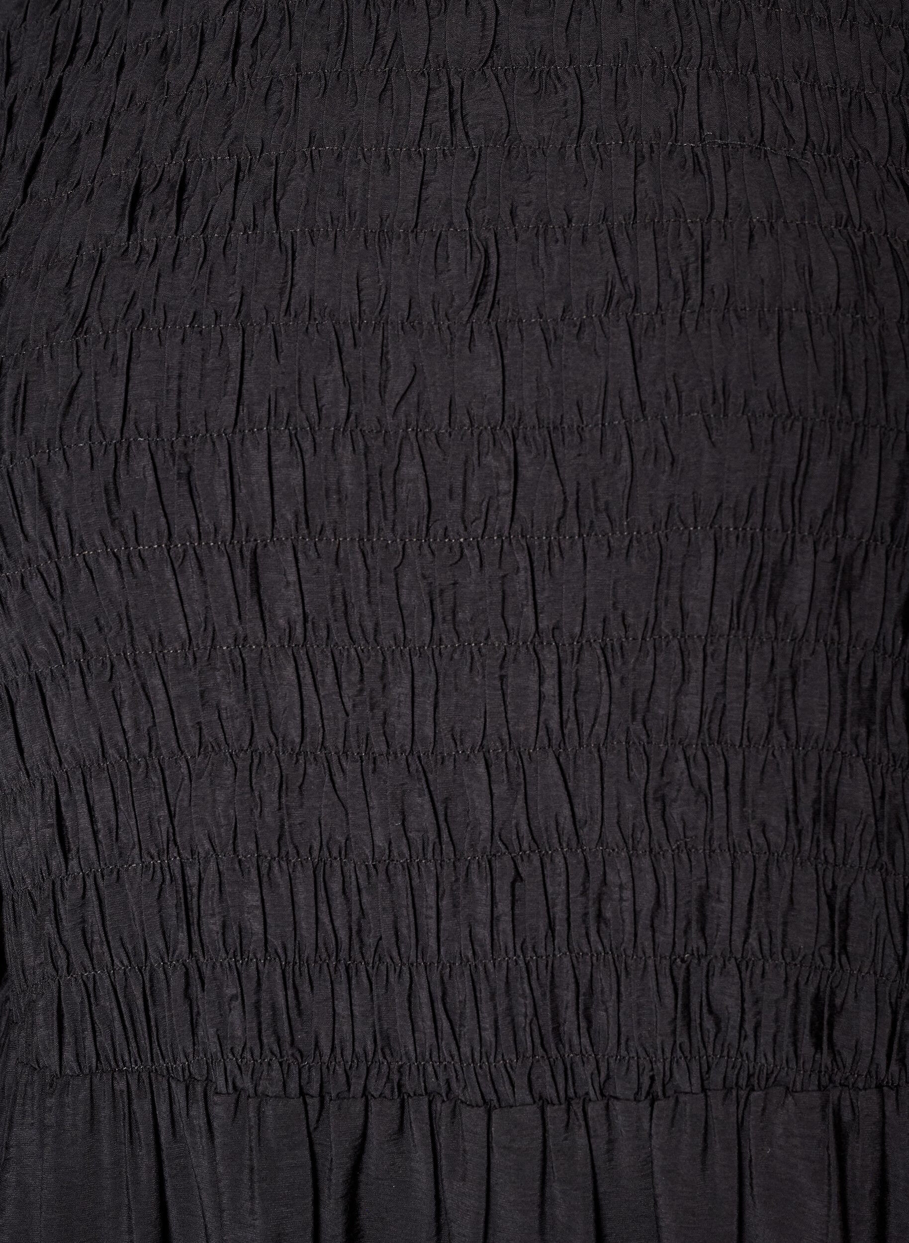 ZizzifashionMidi dress in viscose with smocking, Black, Packshot image number 2