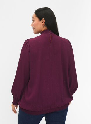 FLASH - Long sleeved blouse with smock and glitter	, Purple w. Silver, Model image number 1