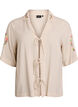 Viscose pyjama top with tie fastening and floral print, Beige, Packshot image number 0