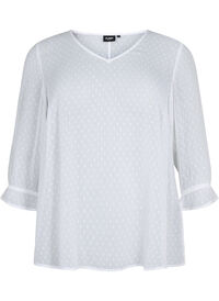FLASH - Blouse with 3/4 sleeves and textured pattern