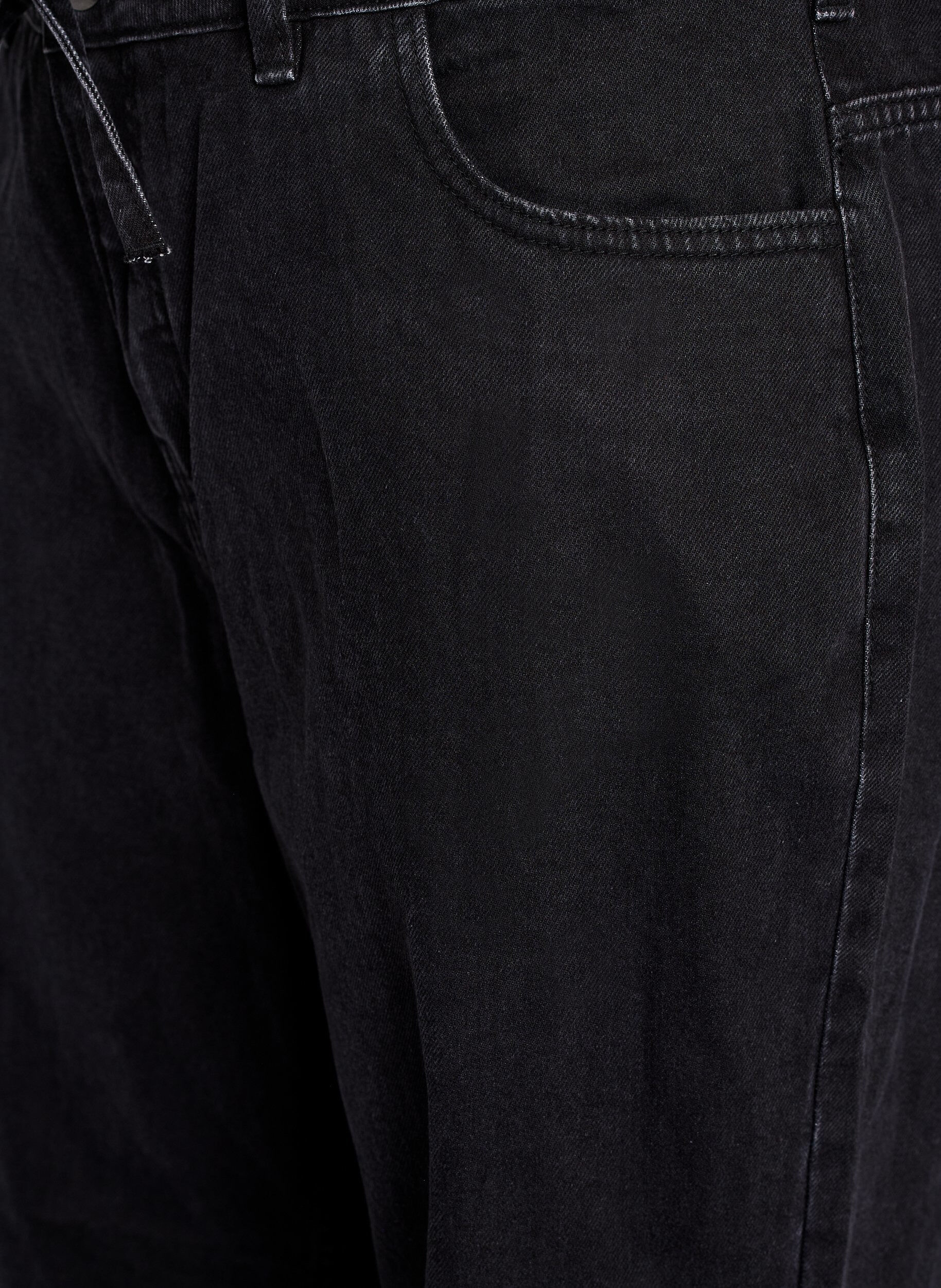 Zizzifashion Straight fit jeans with a tie belt, Black, Packshot image number 2