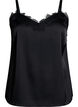 Satin strap top with lace, Black, Packshot image number 0