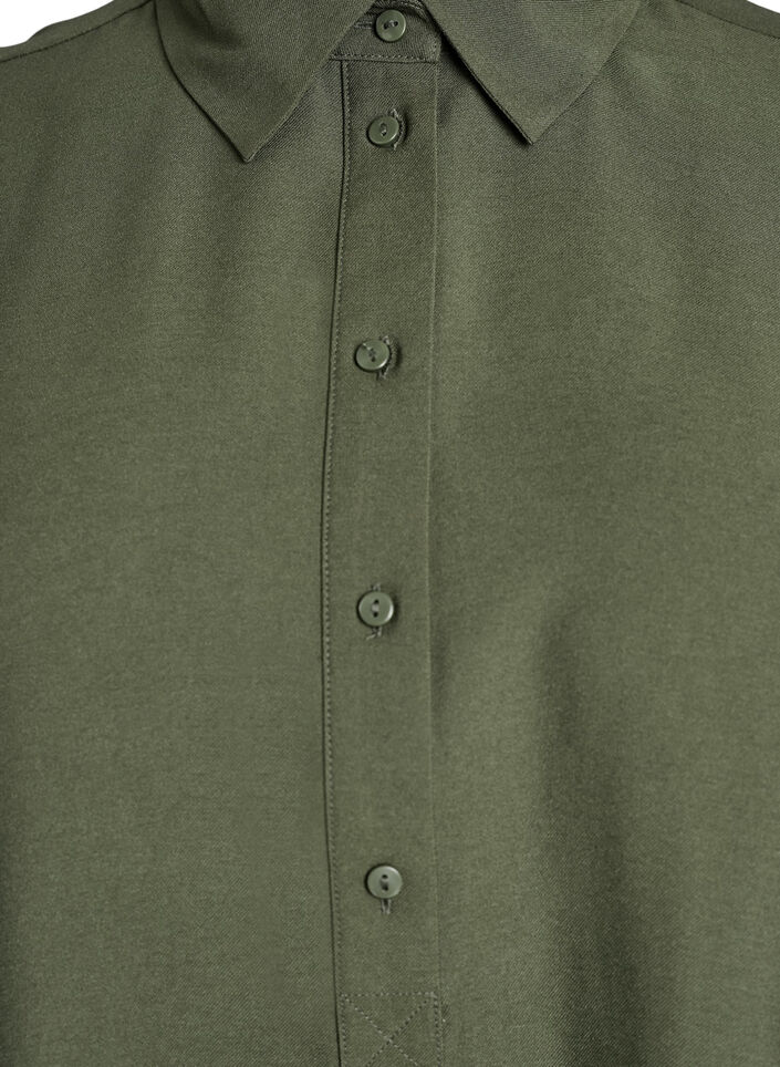 Tunic in viscose with pockets and collar, Green, Packshot image number 2