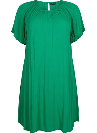 Viscose dress with short sleeves, Jolly Green, Packshot image number 0