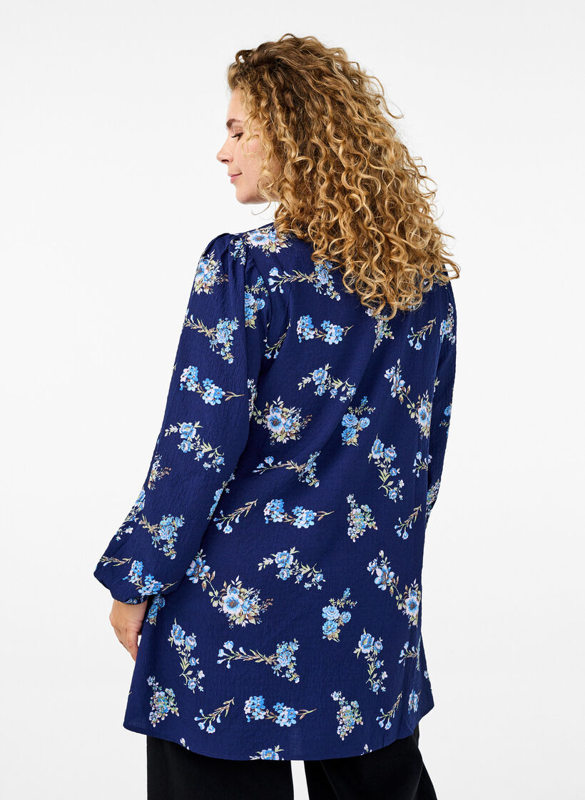 FLASH - Long-sleeved tunic with a round neck, Blue, Model image number 2