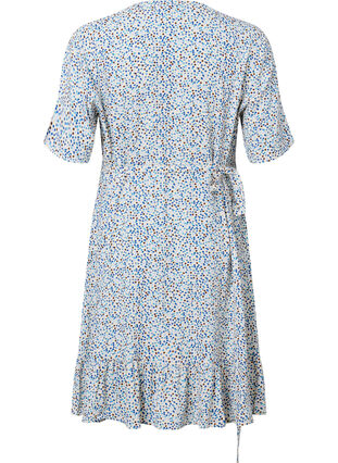 Dotted viscose wrap dress, Blue Dot AOP, Packshot image number 1