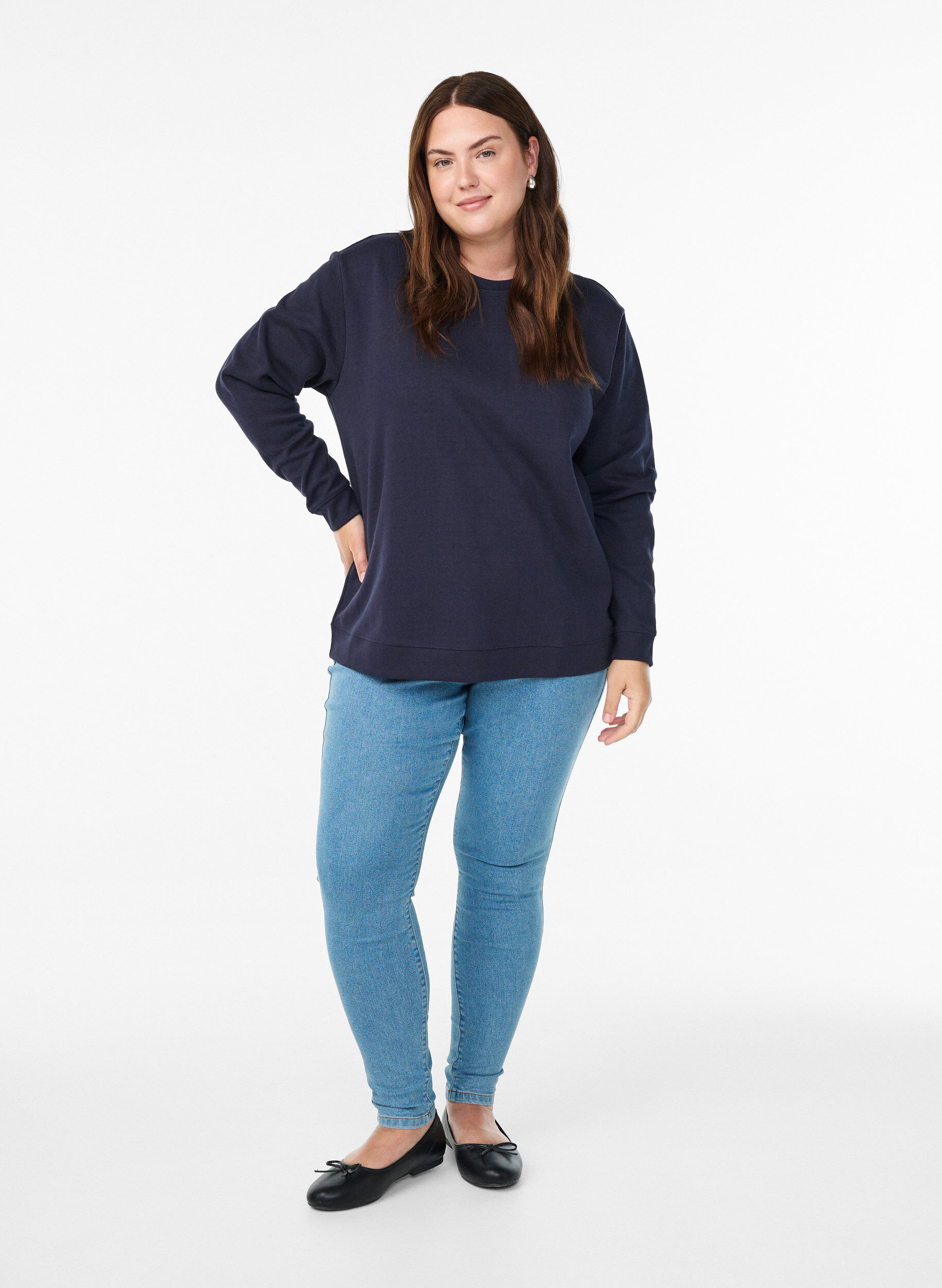 Zizzifashion Sweatshirt with crew neck, Blue, Model image number 1