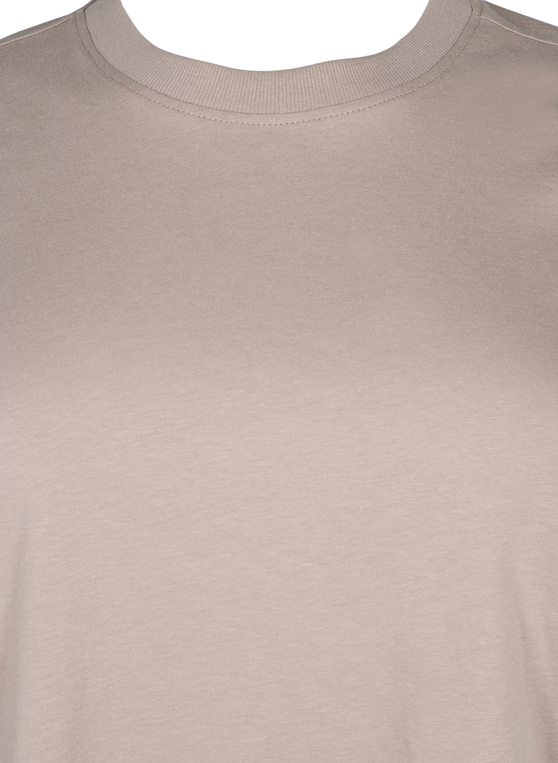 Zizzifashion Basic cotton T-shirt with round neck, Beige, Packshot image number 2