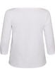 Basic T-shirt with boat neckline and 3/4 sleeves, White, Packshot image number 1