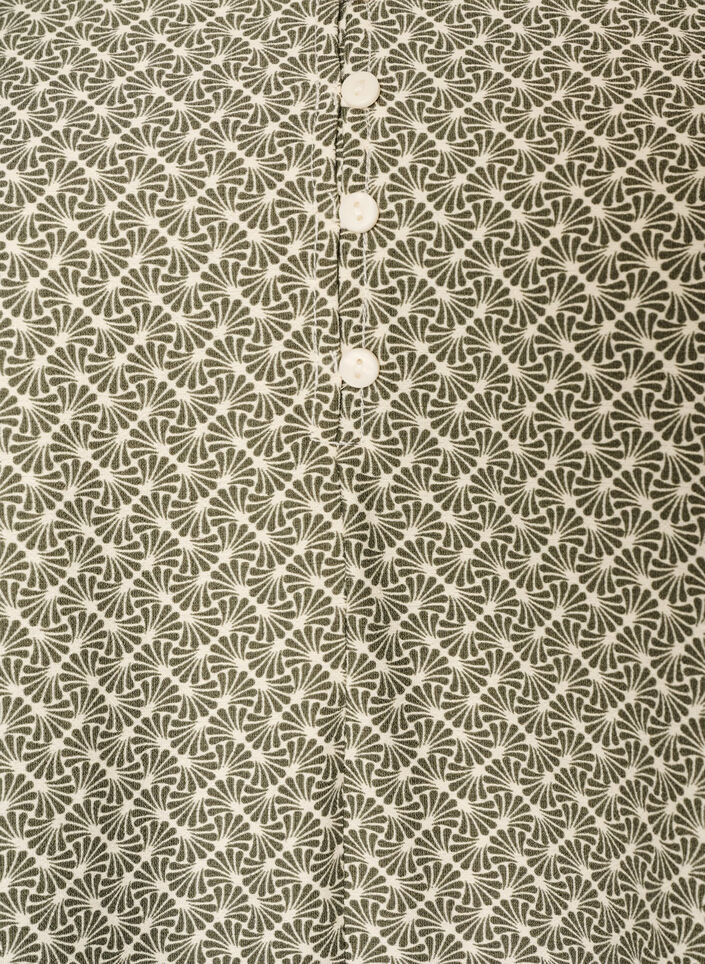 Patterned viscose dress with long sleeves, Green, Packshot image number 2