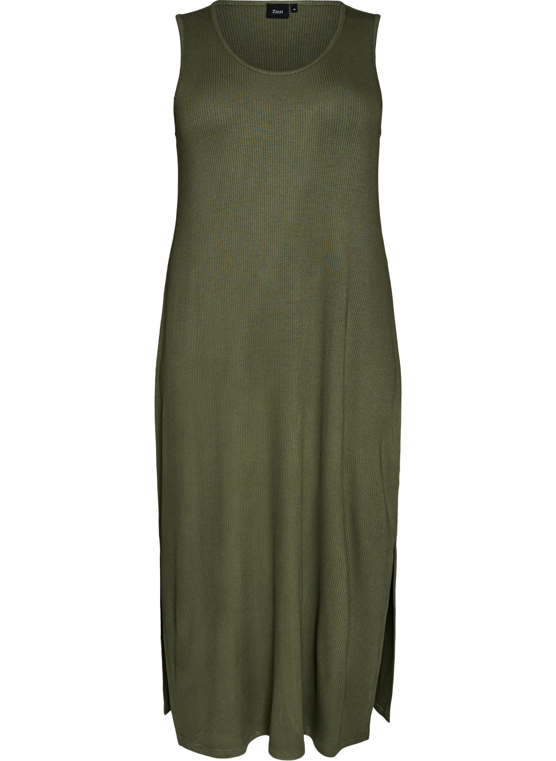 Sleeveless ribbed dress in viscose