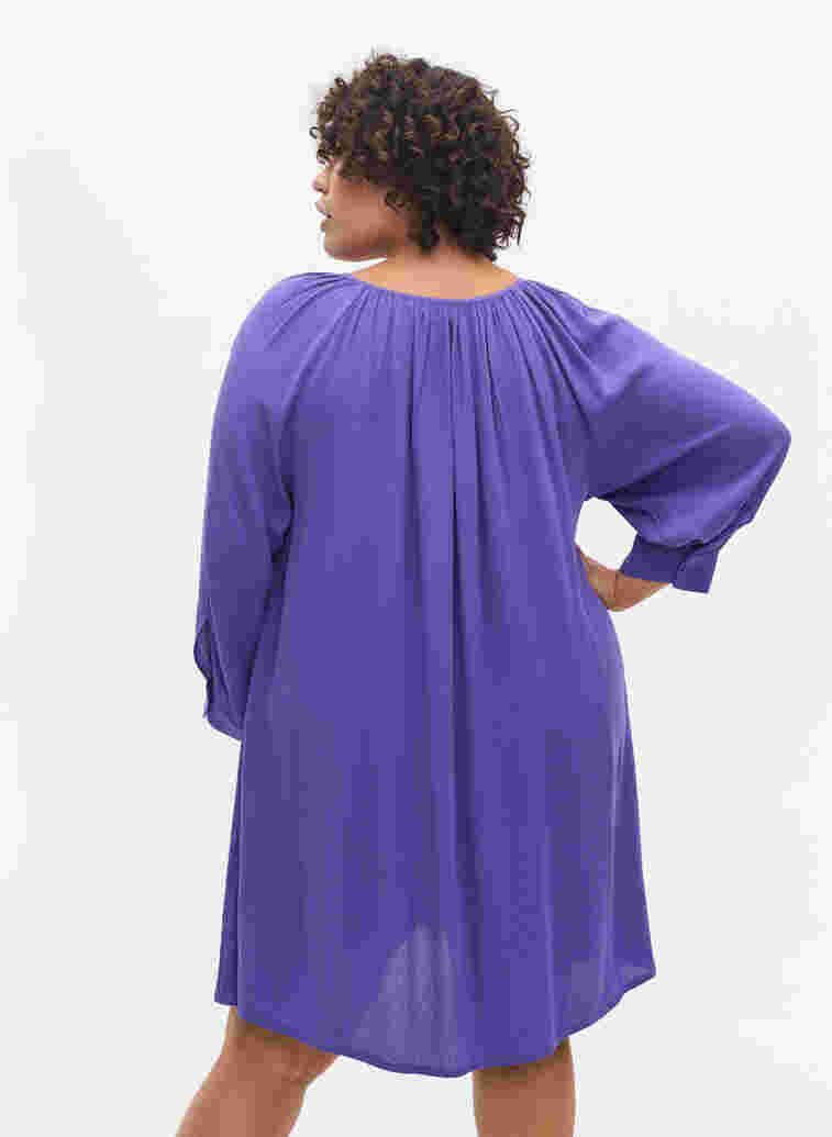 Viscose tunic with 3/4 sleeves, Purple Corallites, Model image number 1