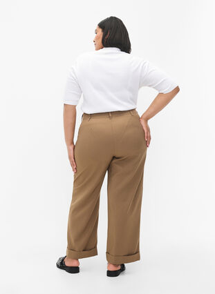 High-waisted pants with fold-up, Petrified Oak, Model image number 1