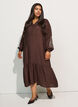 Viscose dress with embroidery and tiered ruffles, Brown, Model image number 0