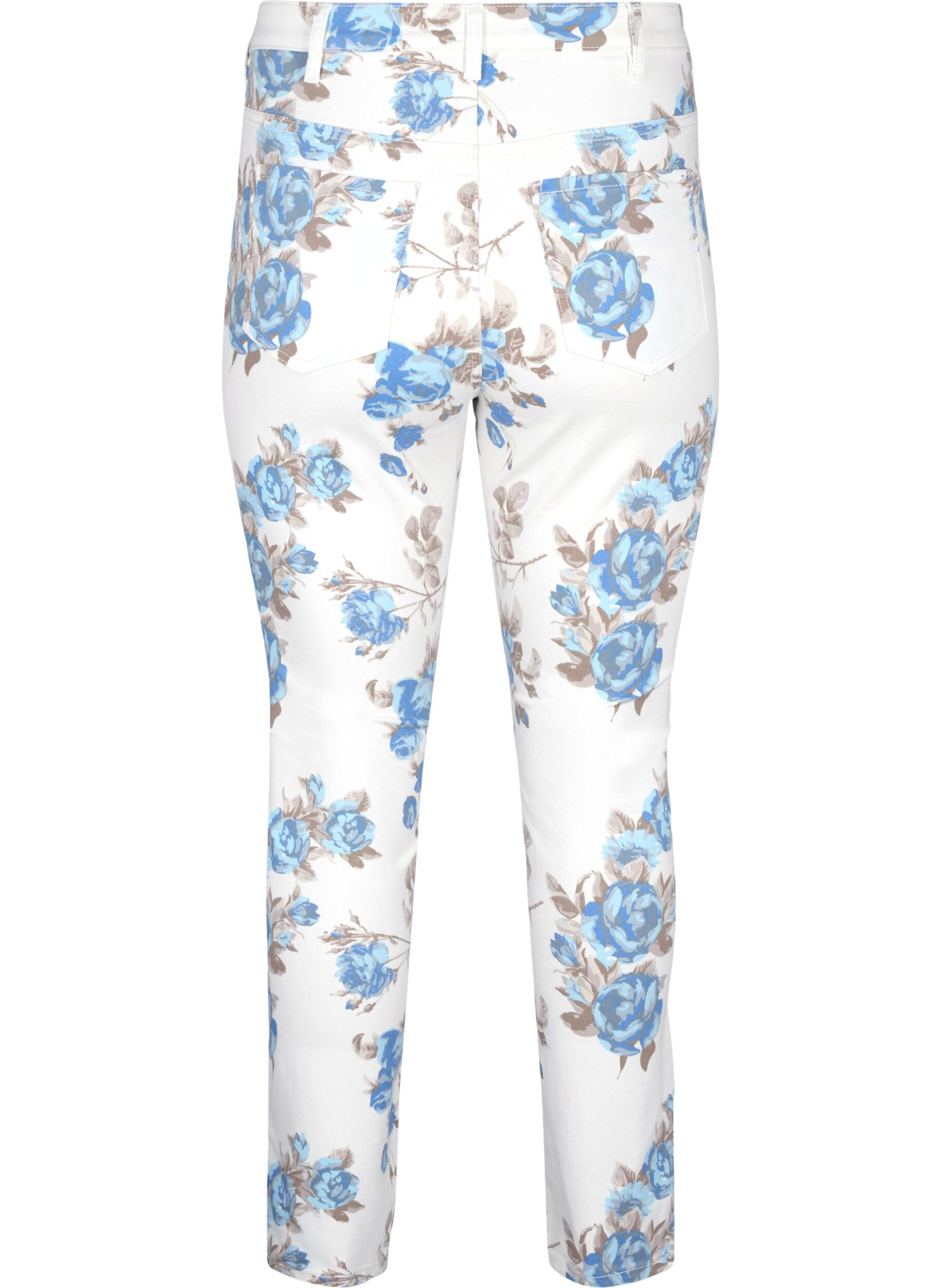 Zizzifashion Super slim Amy jeans with a floral print, White, Packshot image number 1