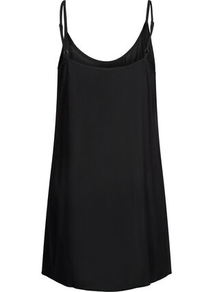 Solid colour strap dress in viscose, Black, Packshot image number 1