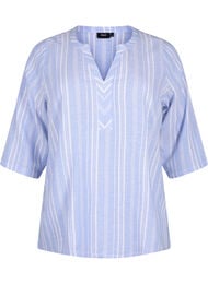 Striped blouse in linen-viscose blend, Serenity Wh.Stripe, Packshot