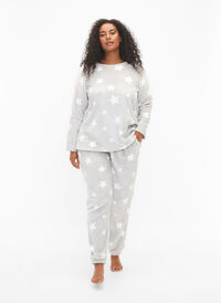 Soft pants with star print, Grey Star, Model