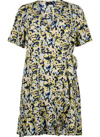 Printed wrap dress with short sleeves