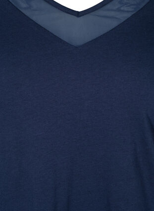 Long-sleeved cotton blouse with mesh, Navy Blazer, Packshot image number 2