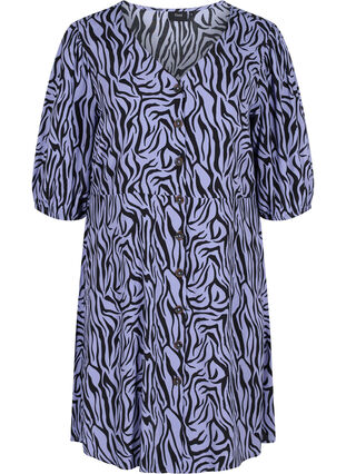 Dress with buttons and 3/4 sleeves, Blue Zebra, Packshot image number 0