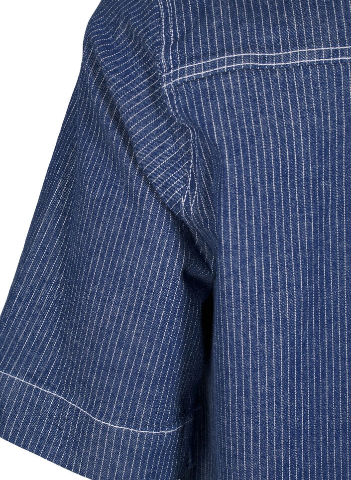 Pinstripe denim dress with chest pockets, Blue Denim Stripe, Packshot image number 3