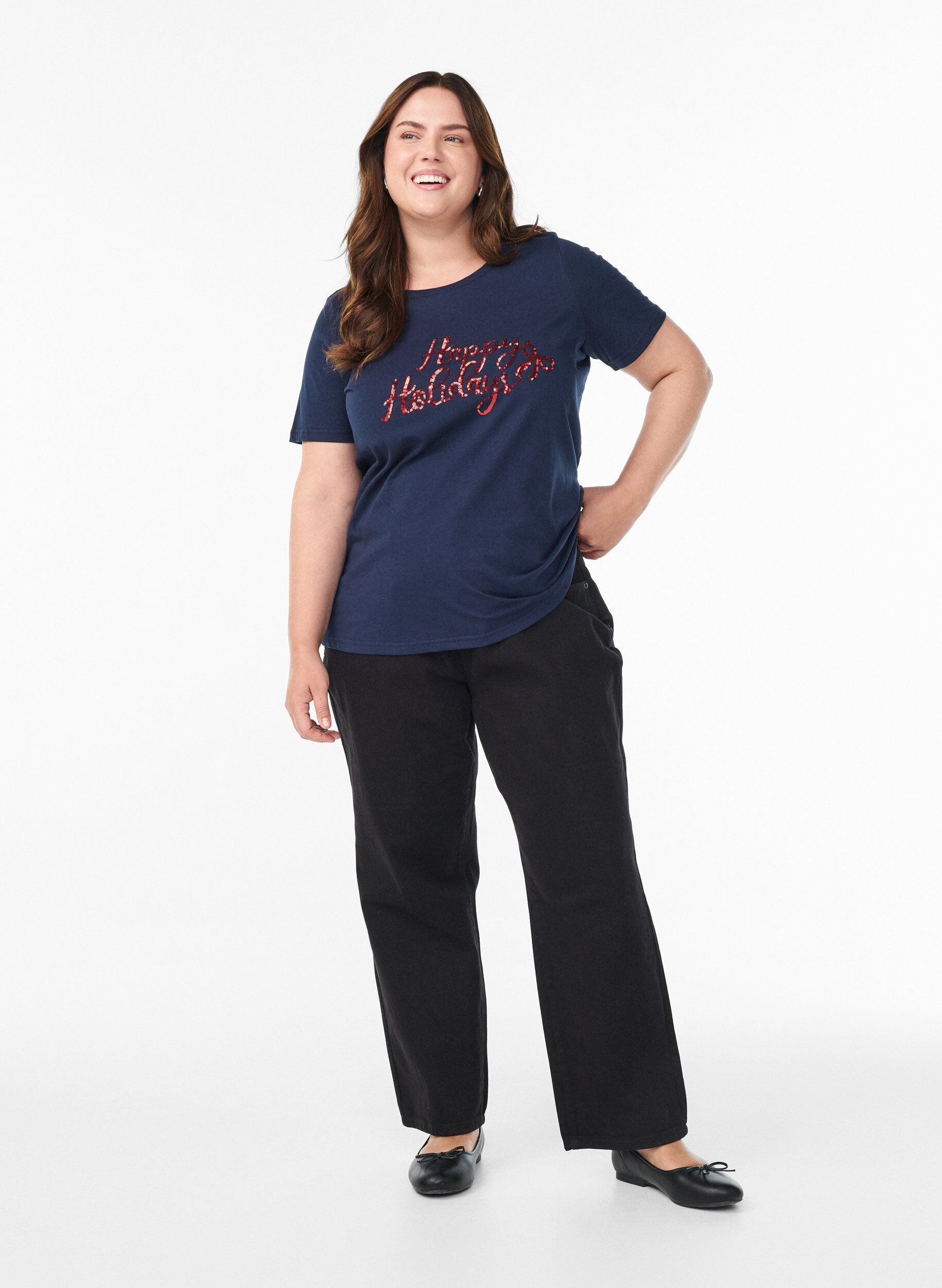 ZizzifashionChristmas t-shirt in organic cotton, Blue, Model image number 1