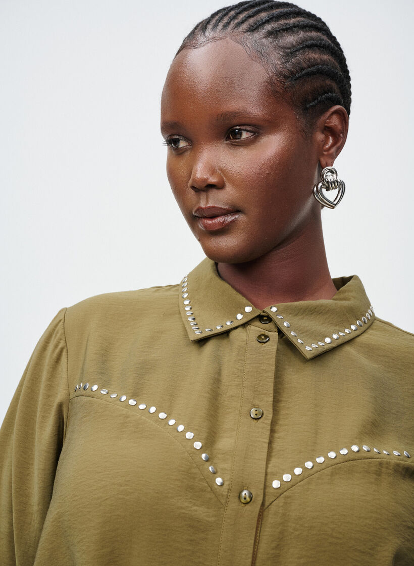 Shirt with studs, Green, Image image number 0