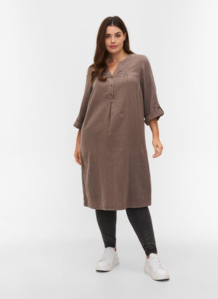 Cotton dress with 3/4 sleeves, Falcon, Model image number 3