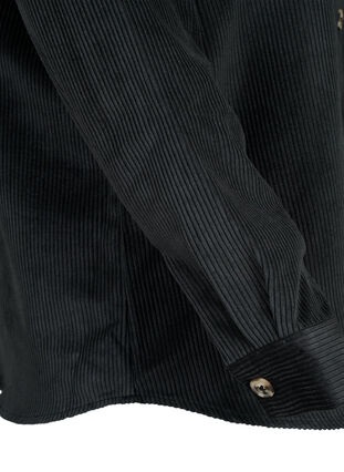 Long sleeve velvet shirt with chest pockets, Black, Packshot image number 3