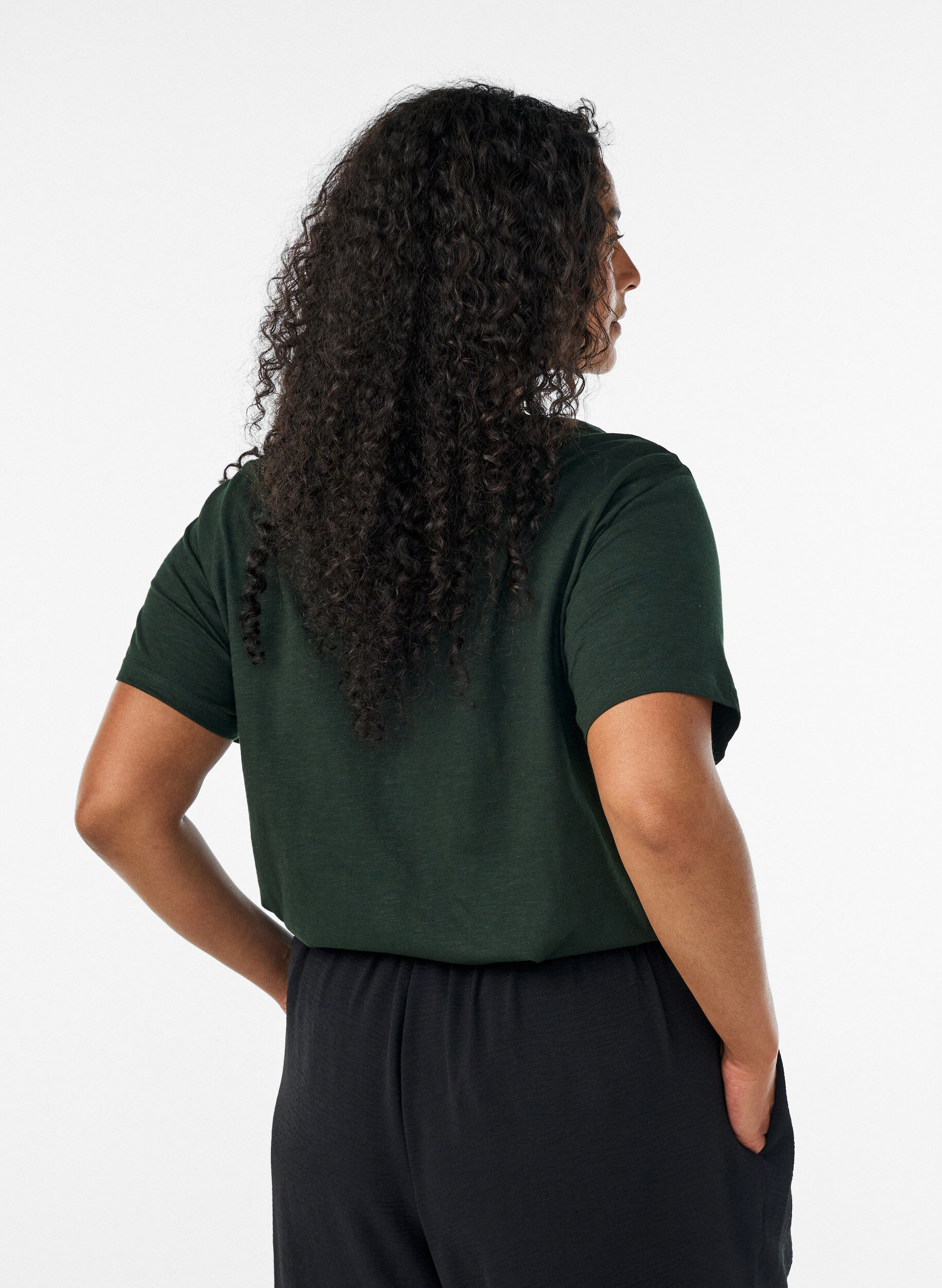 ZizzifashionT-shirt with button detail, Green, Model image number 2