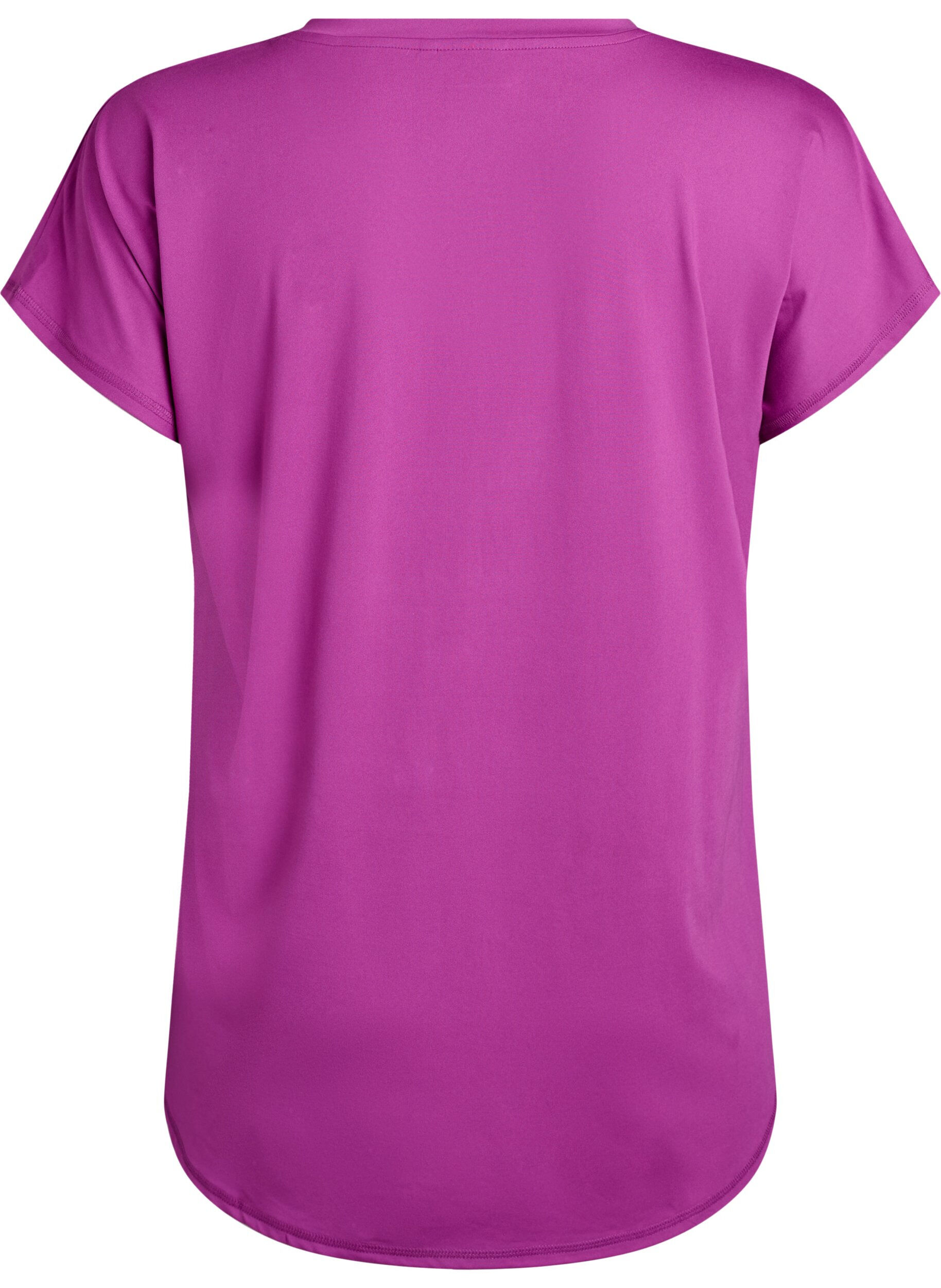 ZizzifashionShort-sleeved workout t-shirt with v-neck, Purple, Packshot image number 1