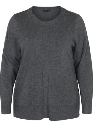 Melange knitted jumper with round neckline, Dark Grey Melange, Packshot image number 0