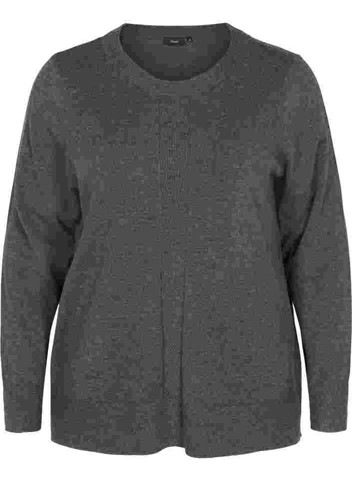Melange knitted jumper with round neckline, Dark Grey Melange, Packshot