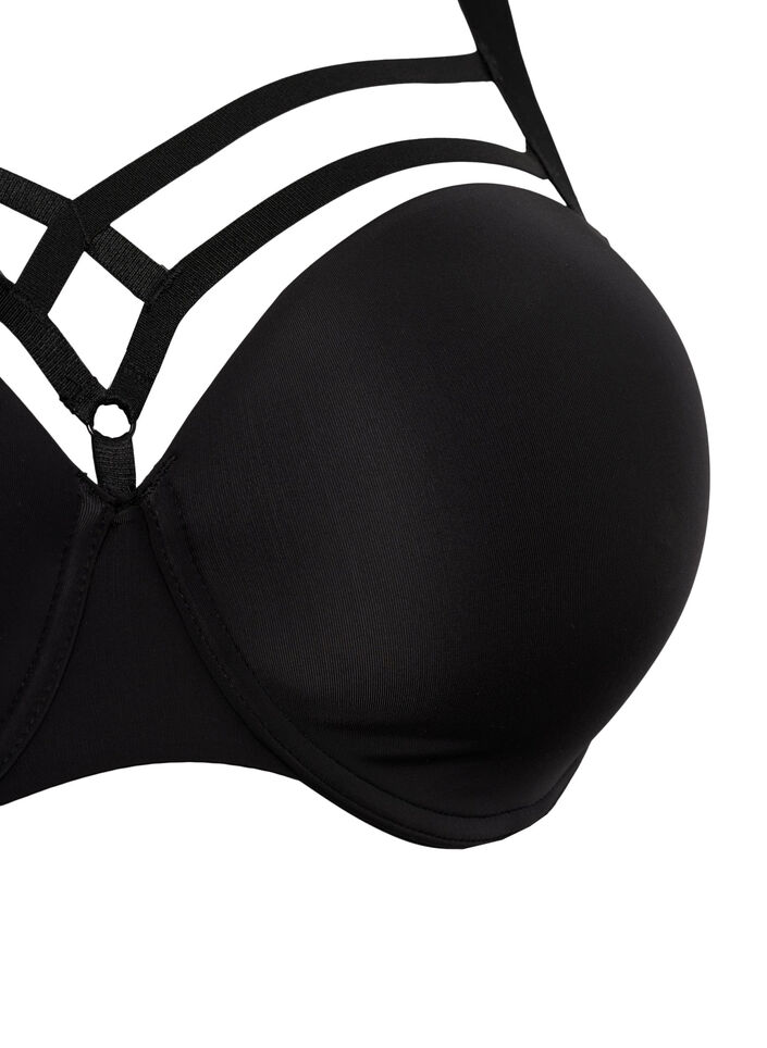 Moulded bra with string detail, Black, Packshot image number 2