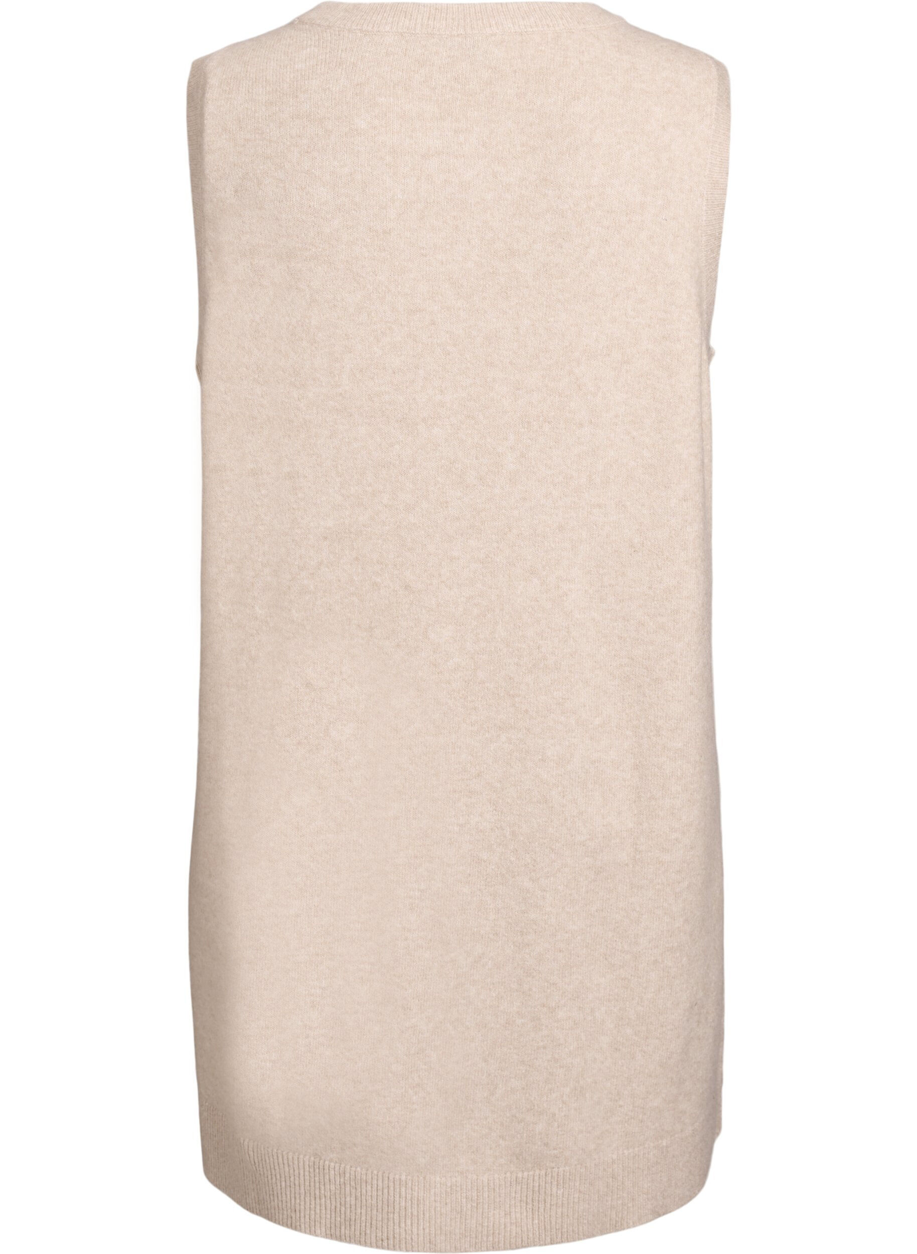 Zizzifashion Short sleeveless knitted dress, Beige, Packshot image number 1