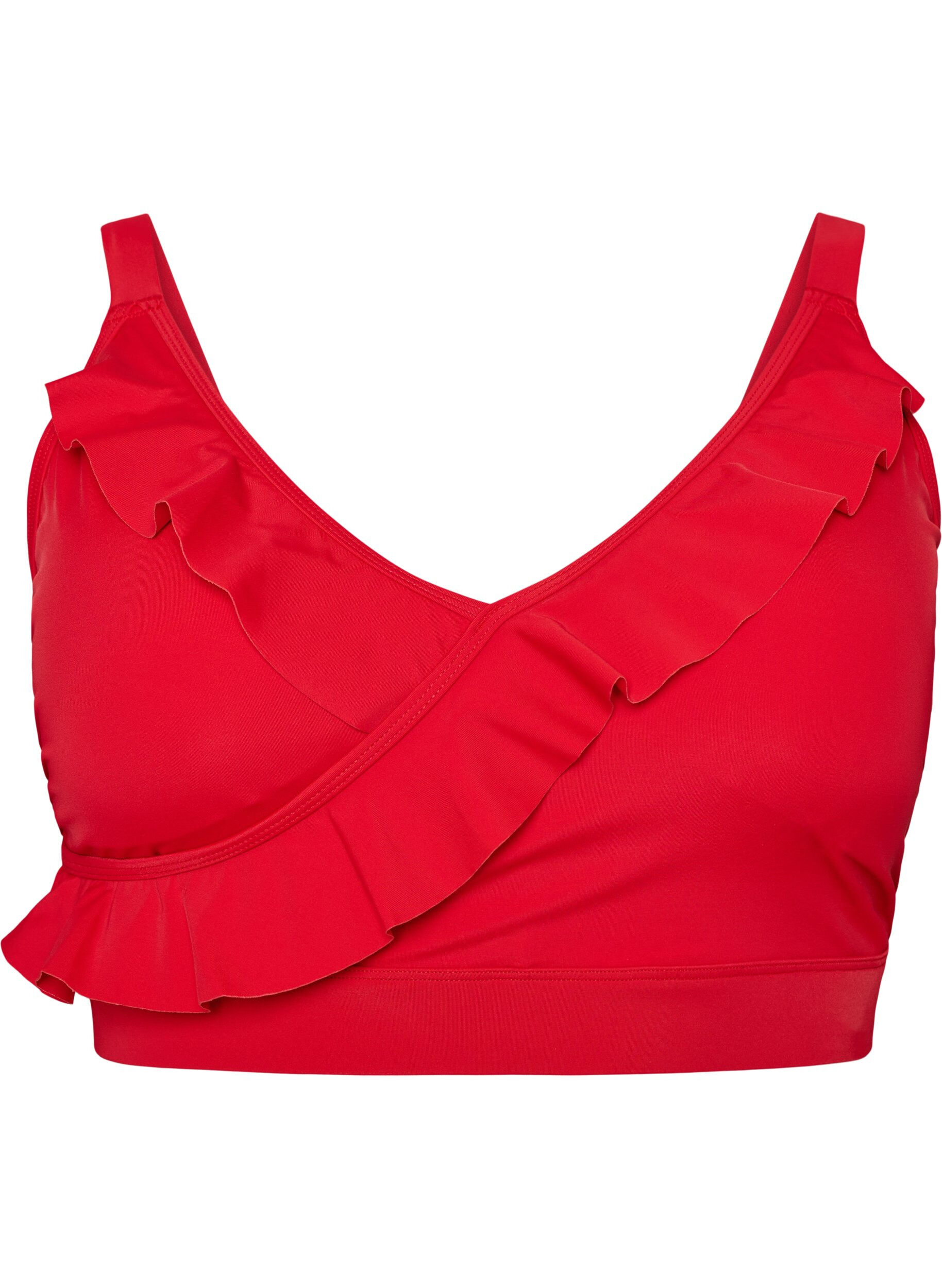 ZizzifashionBikini top with ruffles and removable pads, Red, Packshot image number 0