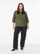 Blouse with texture and 3/4 sleeves, Green, Model image number 1