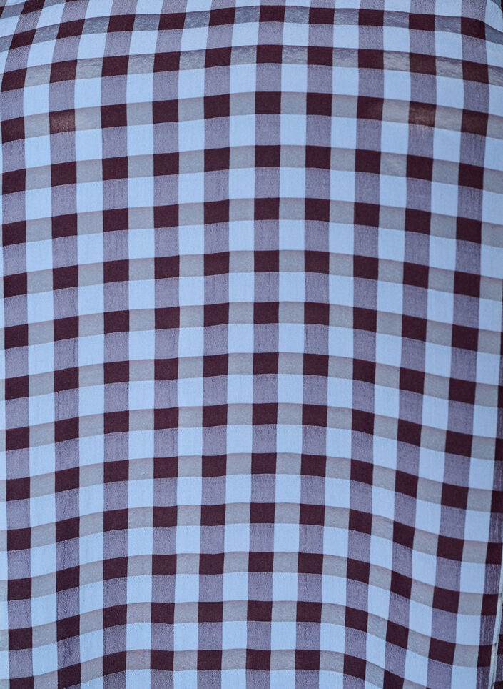 Tunic with gingham check and ruffle collar, Blue, Packshot image number 2