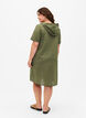 Cotton blend hooded dress with linen, Deep Lichen Green, Model image number 1