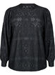 Long-sleeved blouse with an openwork pattern, Black, Packshot image number 0
